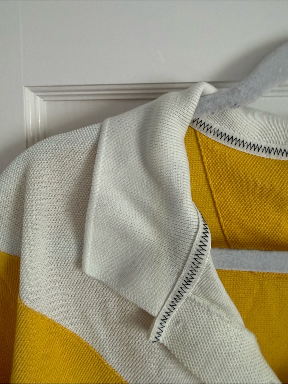 Lacoste Men’s Chevron Colorblock Polo — Yellow White Black - Picture 3 of 4